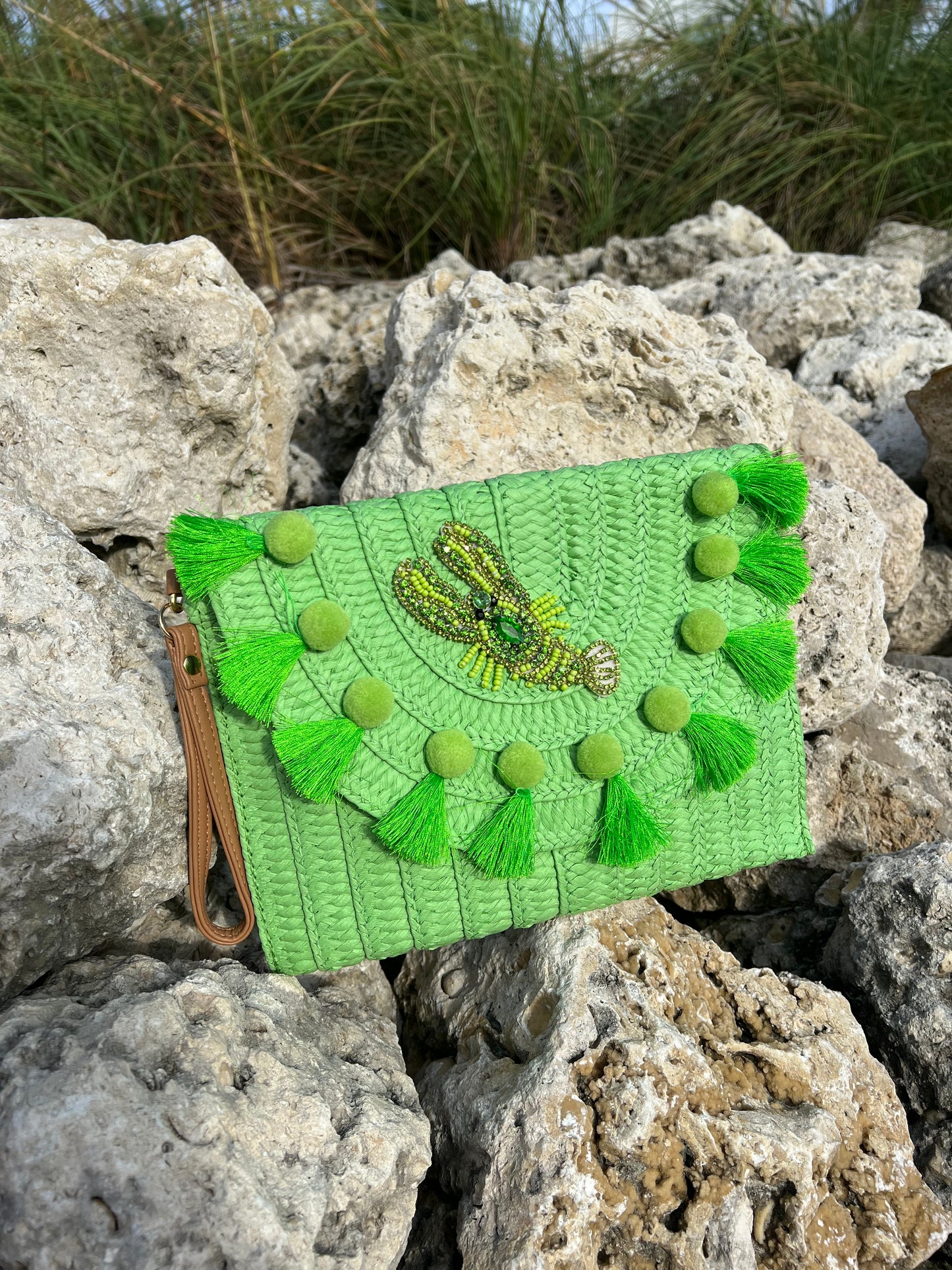 Green PomPom Lobster Bag