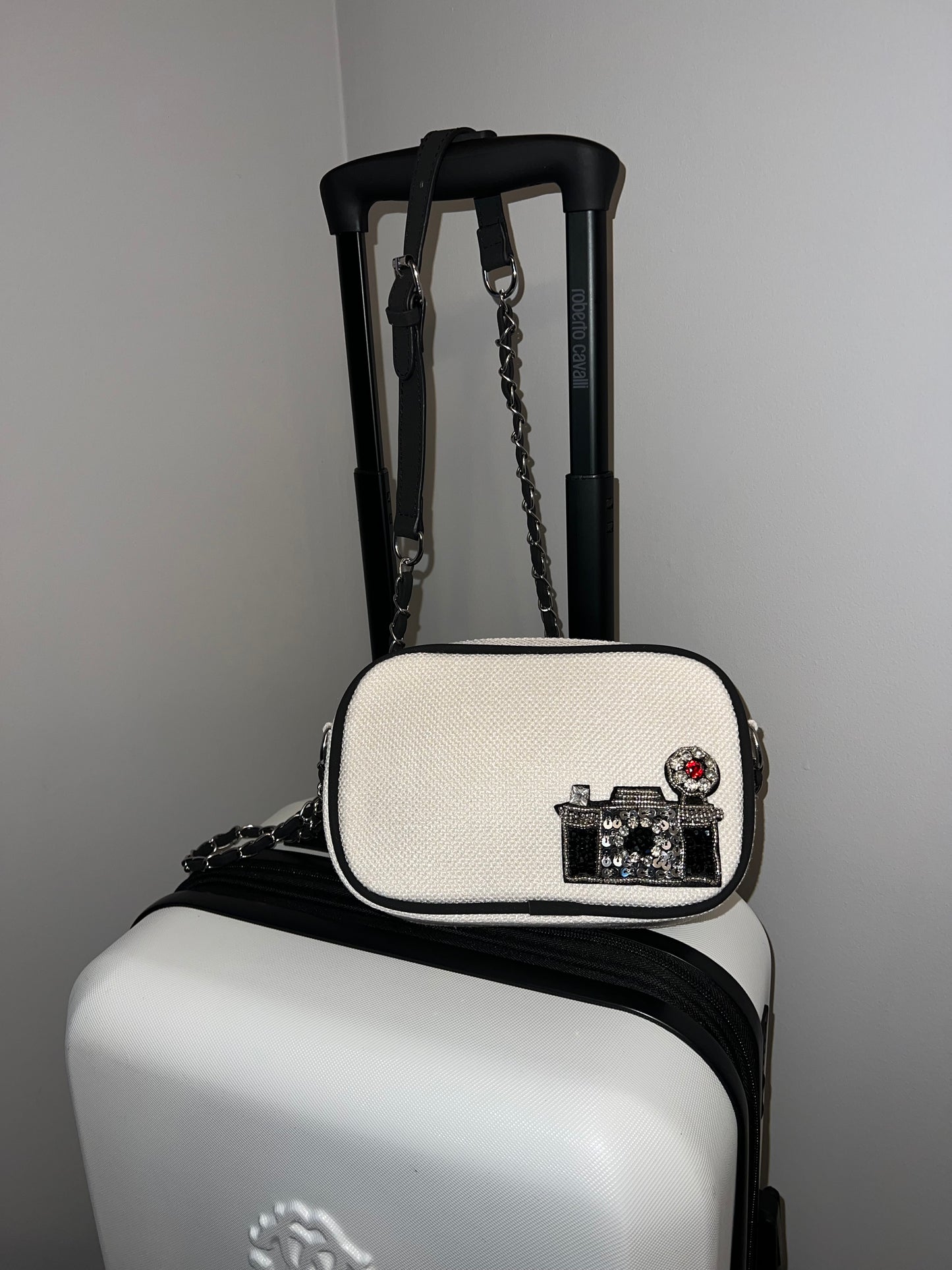 Black and White Crossbody Camera Bag