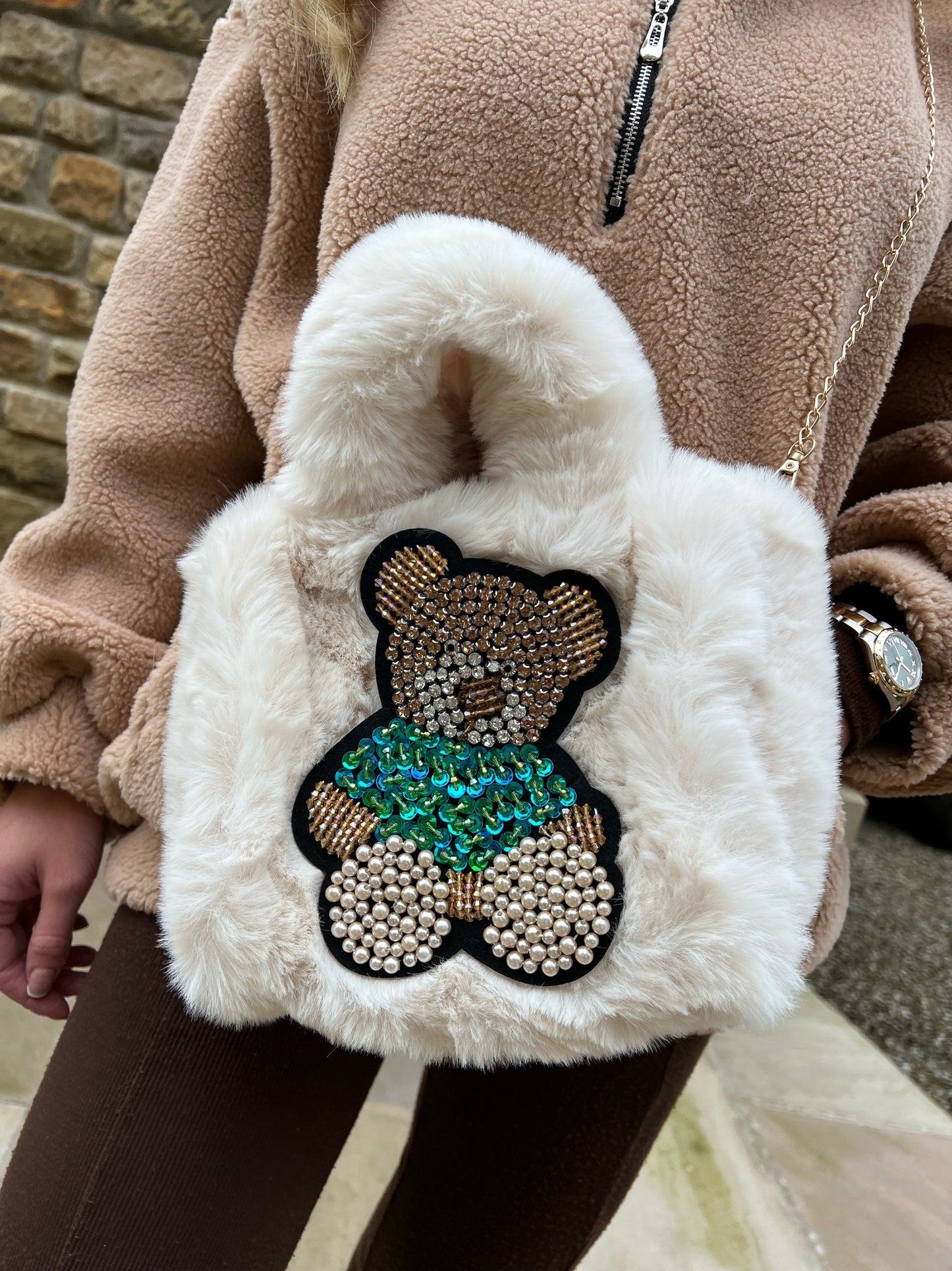 Cream Bear Bag